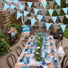Racing Party Decorations Fabric Banner Flags Checkered Car Birthday Celebration