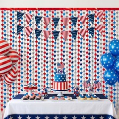 4 Pack Red White Blue Star Party 3.3 x 6.6 feet, Red, White, and