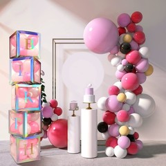 Geyee 8 Pcs Transparent Balloon Box with 78 Letters for Baby Shower 3 Sets of…