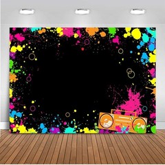 Neon Party Decorations Neon Backdrop for Glow Party Splatter Blacklight Photo…