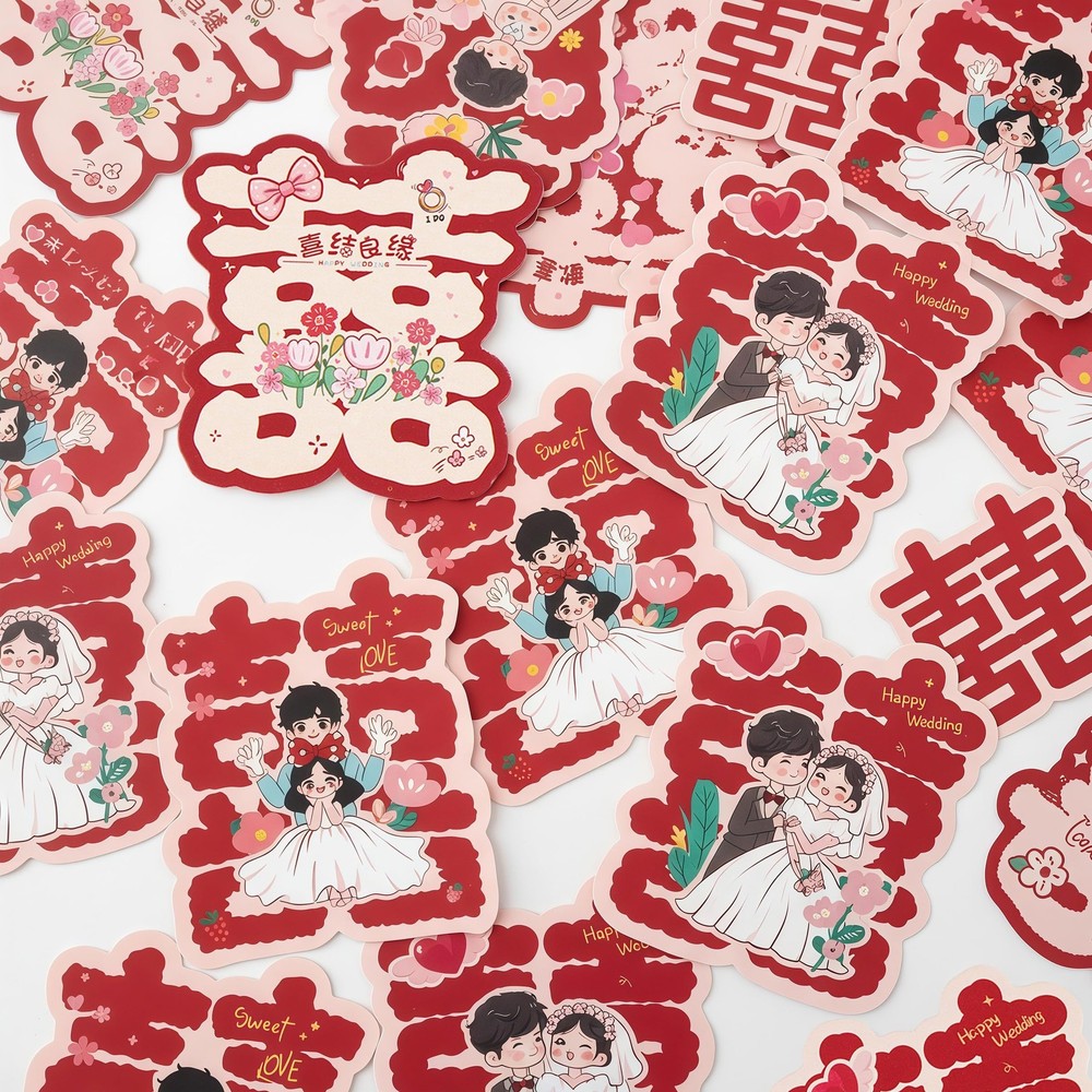 120 PCS Chinese Wedding Double Happiness Confetti Red Mini Table Scatter Decor