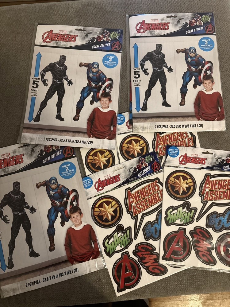 Bundle Marvel Avengers Birthday Party Scene Setters And Vinyl Cut Outs. Lot Of 7