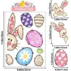 6 Sheets Easter Window Clings Happy Easter Bunny Eggs Window Decals Oil Painting