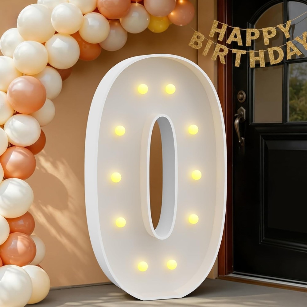 4FT Marquee Number 0 Light-Up Foam Board Kit – DIY Party Decor