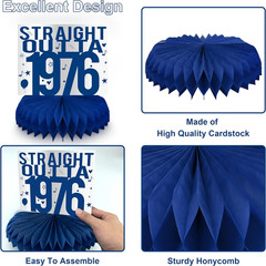 50Th Birthday Decorations for Men – Blue and Silver Honeycomb Centerpieces for 5