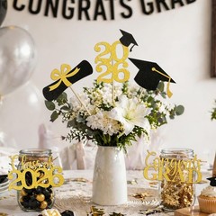 Graduation Decorations 2026 Table Centerpieces 20PCS Black Gold Confetti