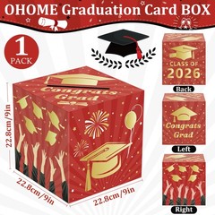 Graduation Decorations 2026 – Red Gold Graduation Card Box for Graduation Decora