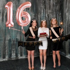 Sweet 16 Birthday Party Kit Decorations Sash Tiara Balloons Cake Topper