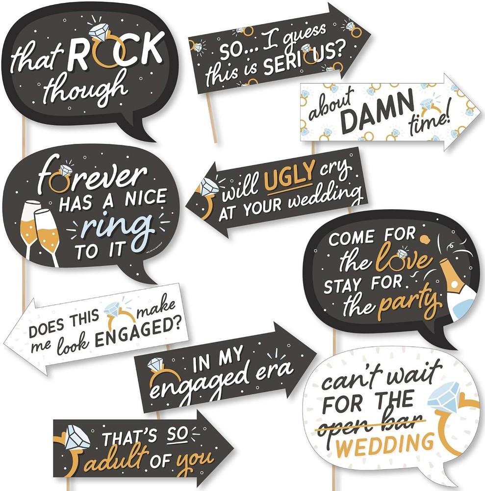 Funny Black Engagement Party Photo Booth Prop Kit 10 piece – Free Shipping
