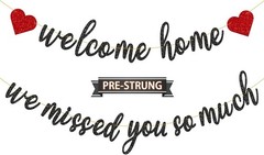 Pre-Strung Welcome Home We Missed You So Much Banner for Military Army Black