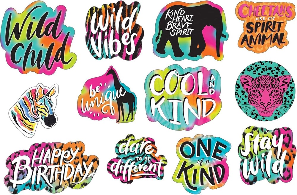 Wild Child Rainbow Cheetah Animal Print Birthday Party Decoration Cutouts