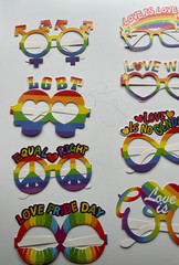 12 Pcs Pride Rainbow Photo Booth Props, Gay Pride Day Love Is Love Paper Glasses