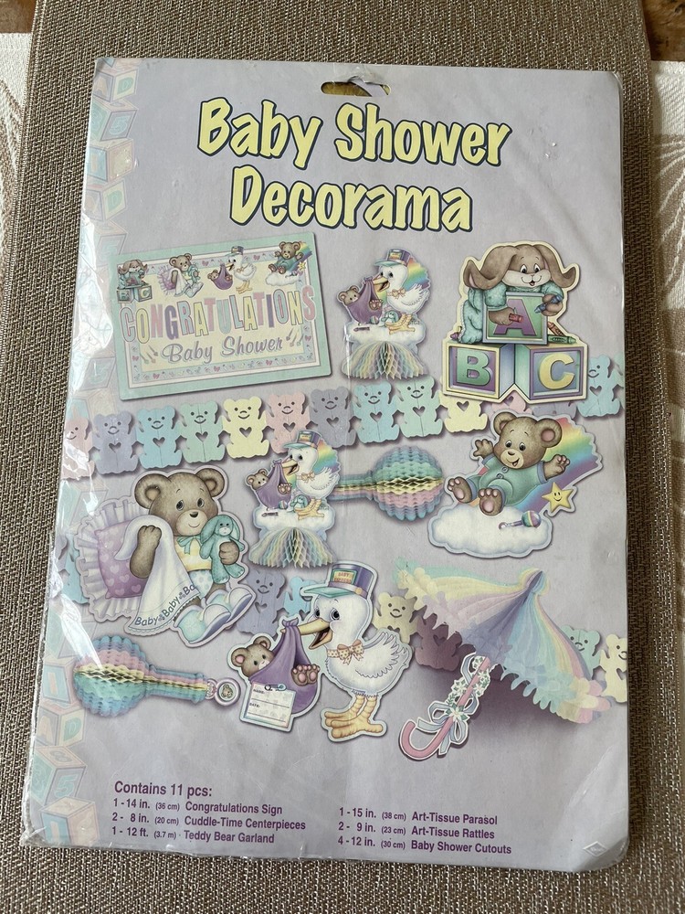 BEISTLE Baby Shower Decorama 11 pce decorations honeycomb tissue table hang 2005