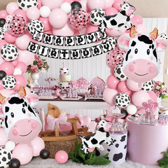 115PCS Pink Cow Party Decorations Balloon Garland Arch Kit Baby Shower New
