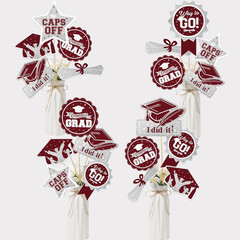 Graduation Decorations Maroon/Maroon White Silver Graduation Party Decorations 2