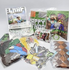 123pc Minecraft Birthday Party Supplies Kit Banner Balloons Cake Topper Sword