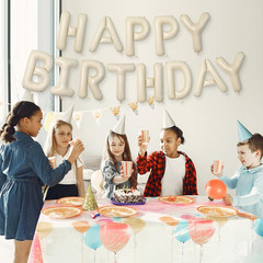 Happy Birthday Balloons Banner Beige,16 Inch Cream White Foil Letters Birthday S