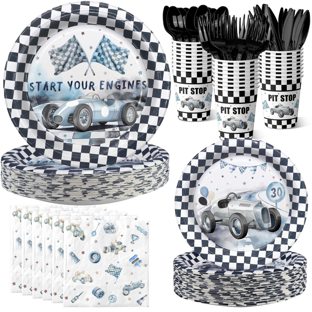 Race Car Birthday Party Decorations, Watercolor Race Car Birthday Party Favor…