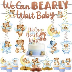 Blue Baby Shower Decorations – 35PCS We Can Bearly Wait Baby Shower Decoratio…