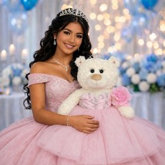 Large 20” Quinceañera Teddy Bear Centerpiece – Elegant Dress, Oversized Keeps…