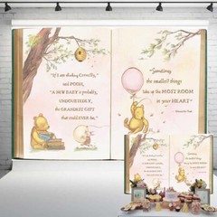 Vintage Pooh Bear Baby Shower Backdrop for Girl Retro Giant Book Spring Tree …