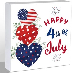 Festive 4th of July Decoration – Rustic Wooden Sign with Heart Design, 5.9 Inch