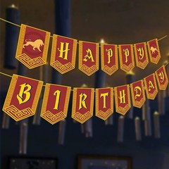 Happy Birthday Decorations Banner Pre-Strung Magic Standard, Red Wizard