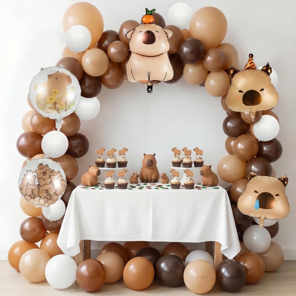 108 Pcs Capybara Party Decorations Capybara Balloon Arch Garland Kit Beige Br…