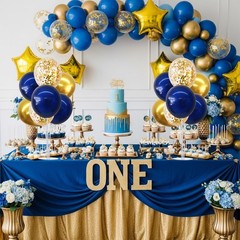 4 Set Navy Blue Gold Balloons Stand Kit for Graduation Decorations 2026,Ballo…
