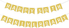 Happy 50Th Anniversary Gold Glitter Banner Anniversary Wedding Party Decorations