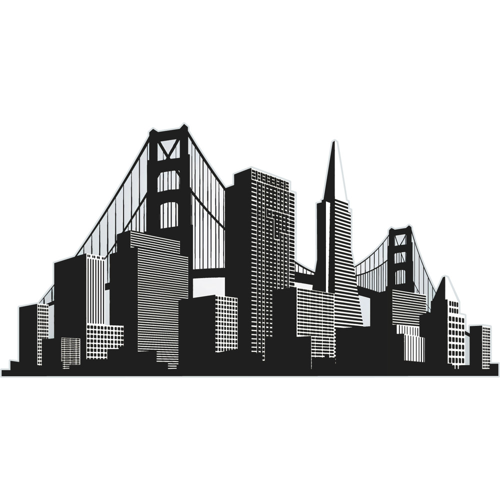 SP13380 San Francisco Skyline Silhouette Cardboard Cutout Standee Standup