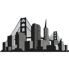 SP13380 San Francisco Skyline Silhouette Cardboard Cutout Standee Standup