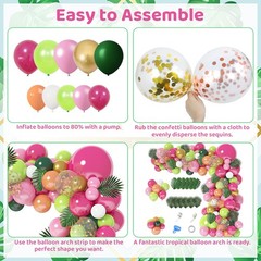 146Pcs Tropical Balloons Garland Arch Kit, Hawaiian Luau Tropical Aloha Flami…