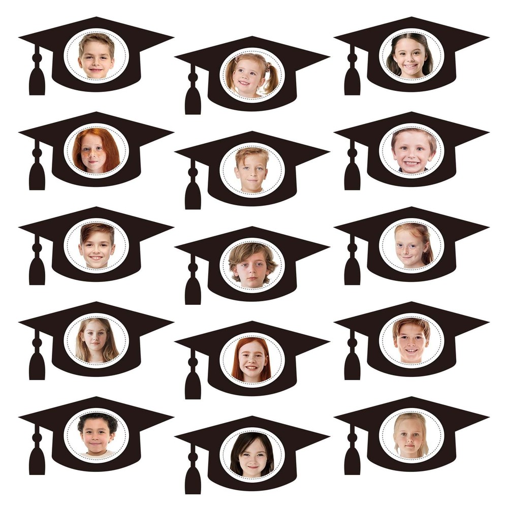 50 PCS Graduation Hat Black Cap Cutouts Glue Points Class Of 2026 Decor