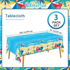 Plastic Tablecloth 3-Pack Waterproof Hawaiian Summer Birthday Pool Party Decor