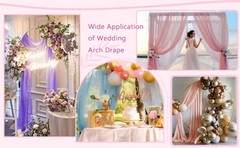 Wedding Arch Draping Fabric 2 Panels 28.7″ x 20FT Champagne Drapes Sheer Fabric