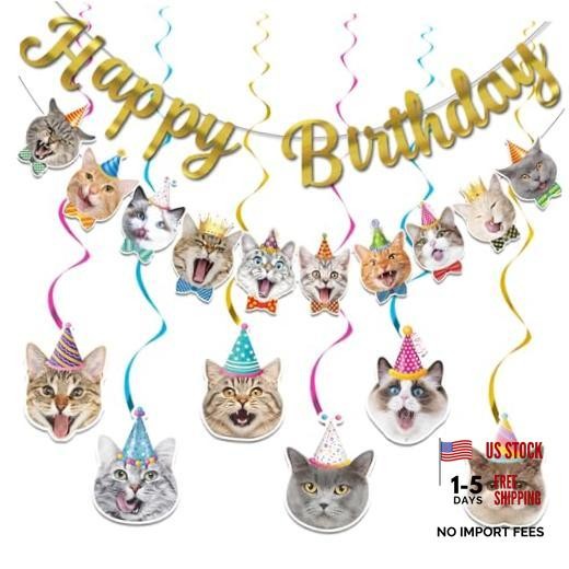 Cat Theme Birthday Party Decorations – Happy Multi Cat Birthday Decoration