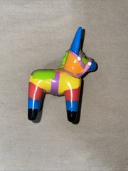 Vintage Miniature Donkey Piñata Multi color Plastic Dollhouse China