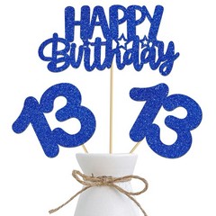 Centerpiece Sticks 13th Birthday 12 PCS Blue Glitter Sign Table Topper Decor