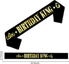 50Th Birthday Decorations for Him 50Th Birthday King Crown and Sash Kit for Men