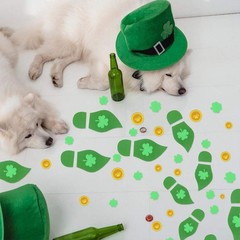 298pcs Leprechaun Footprint Floor Stickers Self-Adhesive Gold Coin Decals Sticke