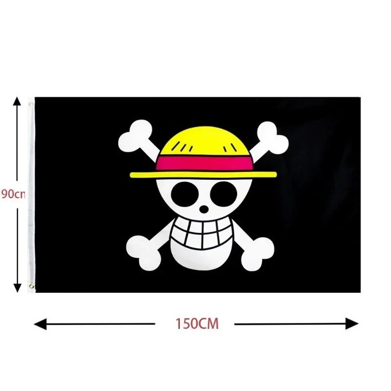 3×5 Ft One Piece Luffy’s Straw Hat Pirate Flag High Quality Polyester Banner