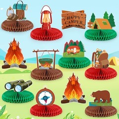12PCS Camping Party Decoration Camping Honeycomb Centerpieces Camping Decorat…