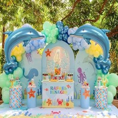 2 PCS Large Dolphin Balloons 46 Inch Ocean Animal Foil Mylar Party Decorations