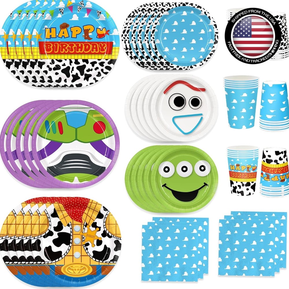 Party Supplies 120pcs Blue Cloud Theme Pack 30 Guests Disposable Plates Napki…