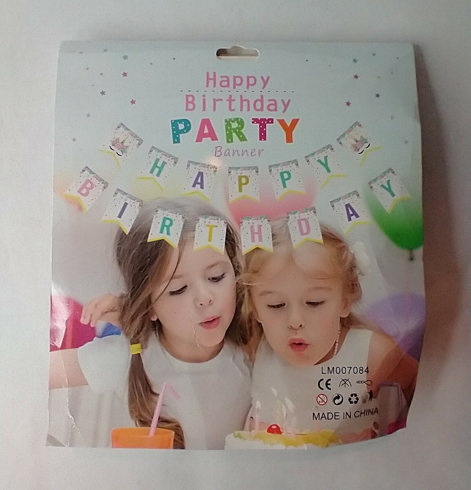 Happy Birthday Banner Unicorn Theme Party Pink Purple Clear Balloons