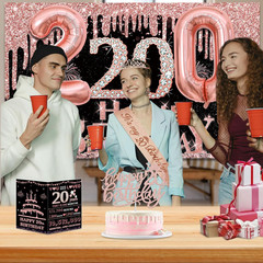 20th Birthday Decorations Kit 32 Pcs Rose Gold Black Party Supplies Set