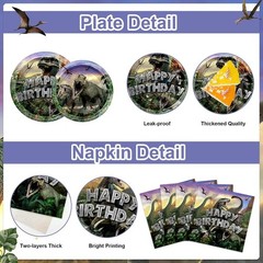 Dinosaur Birthday Decorations Set Serve 24