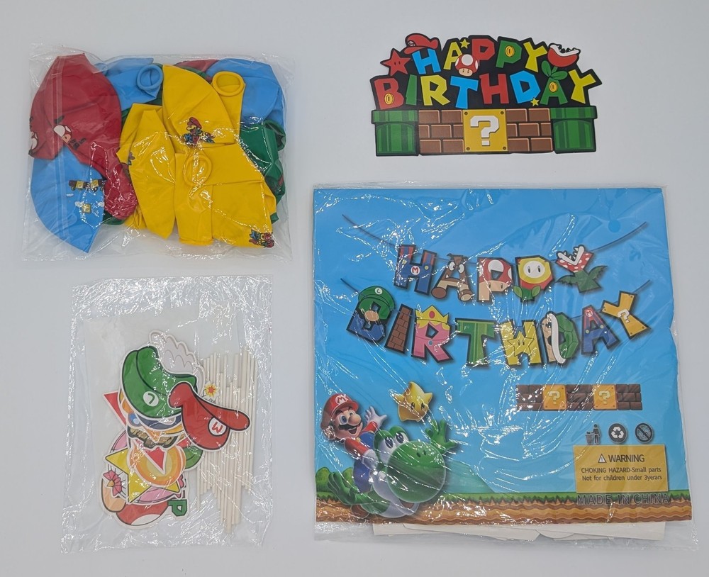 NEW Super Mario Bros. Game Theme Birthday Party Decorations Set.37PCS, MB+TS