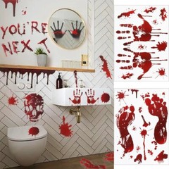 Horror Bloodstain Wall Sticker Handprint Footprint Blood Skull Window Sticker